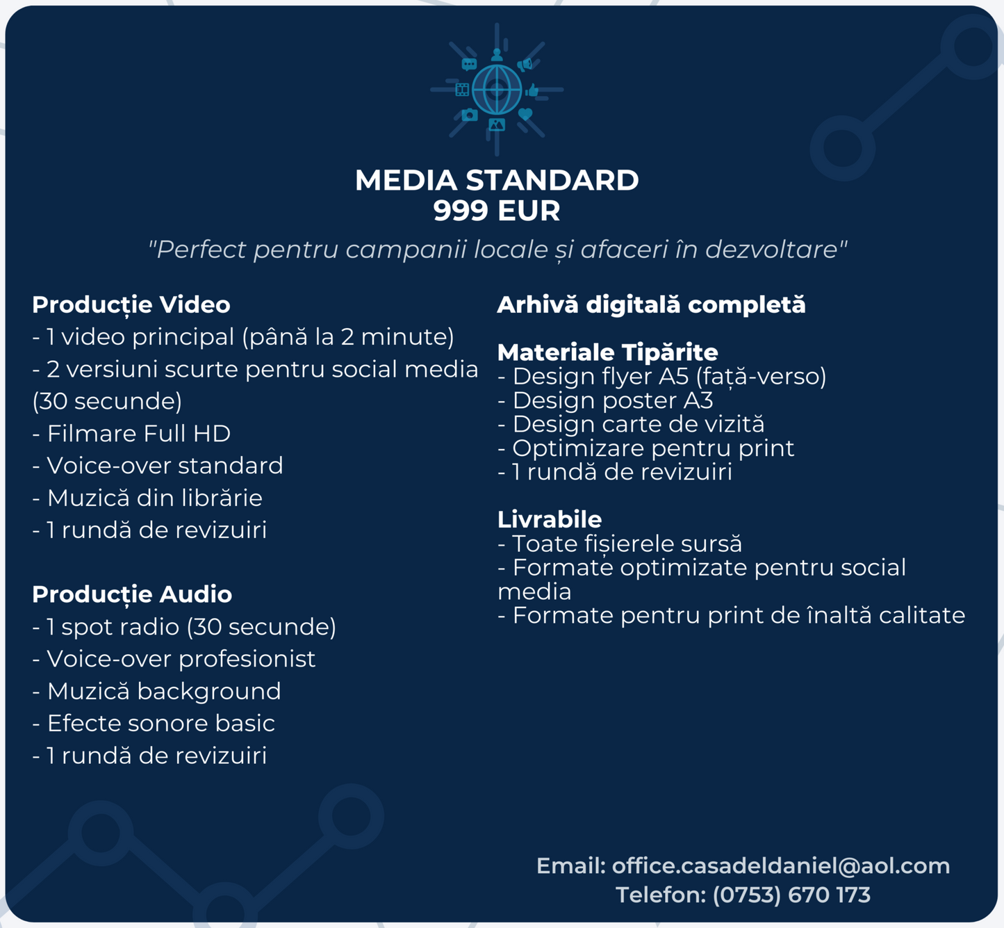 Servicii Productie Media si Materiale Publicitare Media Standard